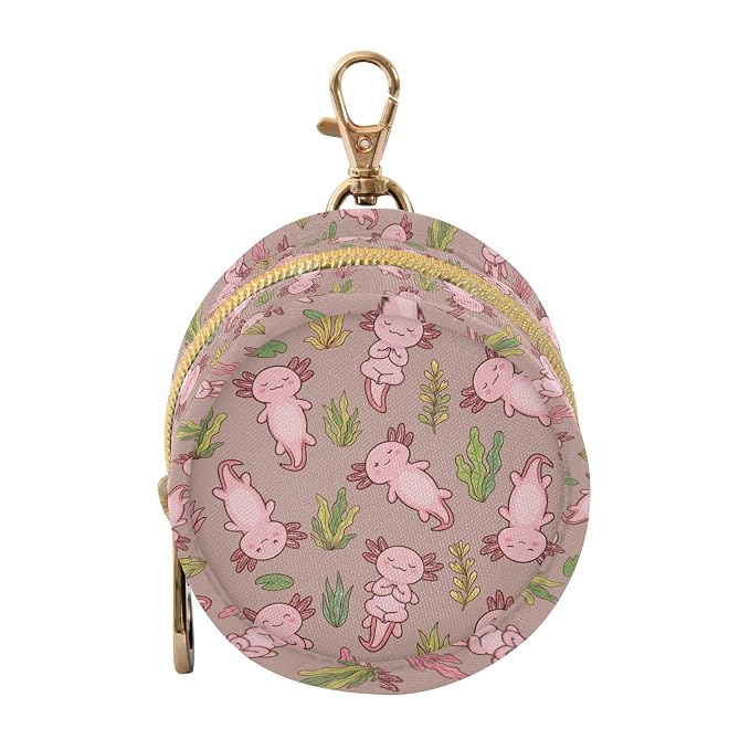 Cute Axolotl Seaweed Purple Print Pacifier Holder Case for Diaper Bag Portable Travel Pacifier Storage Case with Clip Newborn Baby Pouch for Baby Boys Girls Outdoor Purse