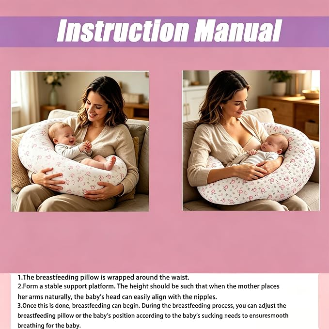 Nursing Pillow Breastfeeding Pillow Removable cover Machine washable | Conforming to ergonomic design. Detachable cover. Machine washable. Breathable fabric.Arm fatigue free Soft supportive fill