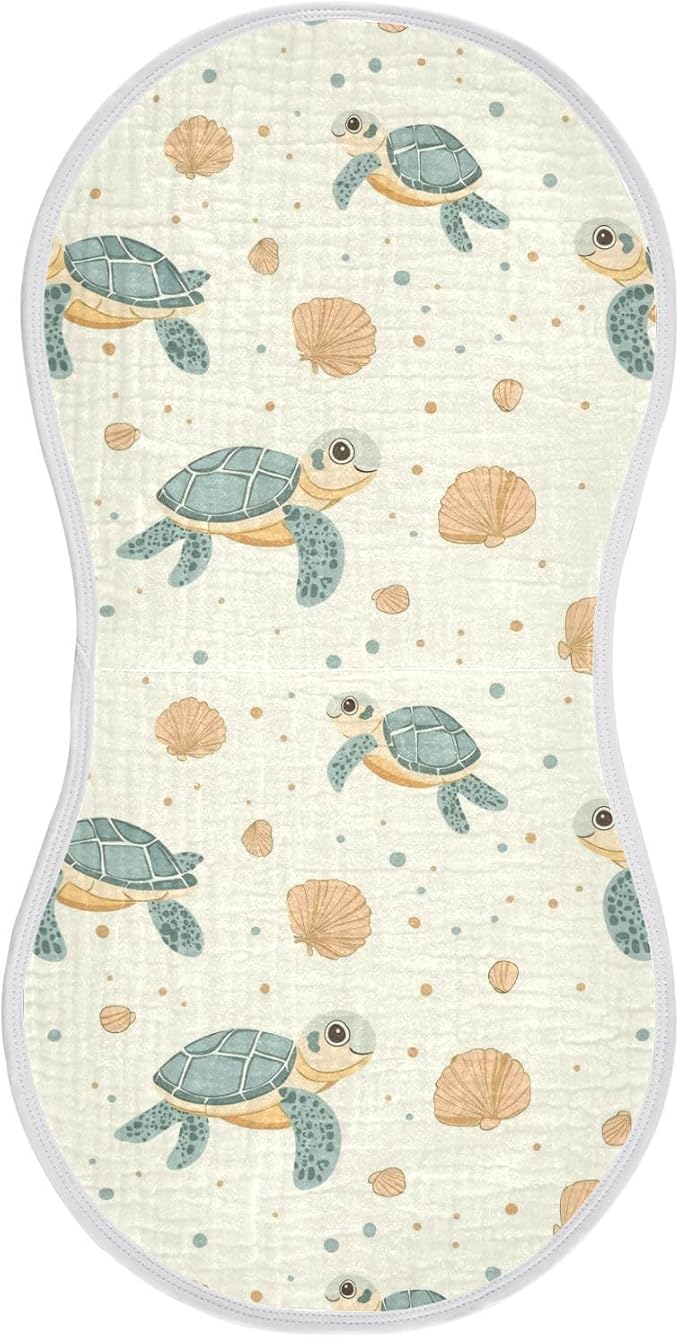 vvfelixl Cartoon Cute Sea Turtle Burp Cloths for Baby Boy Girls Baby Washcloths Burp Rags 1 Pack
