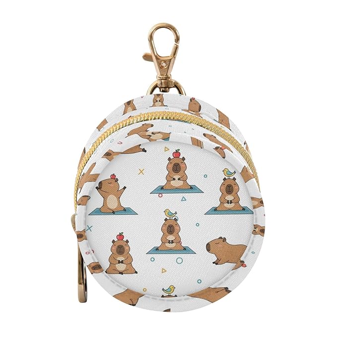 Yoga Capybara White Pacifier Holder Case Newborn Pacifier Storage Pouch for Boys Girls Easy Attach to Diaper Bag Portable Baby Essentials Container