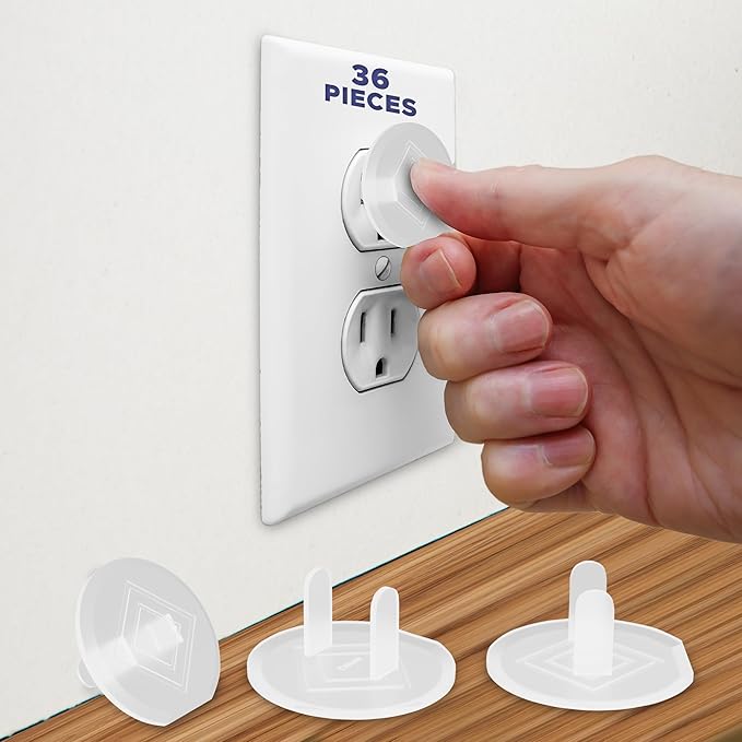 Mommy?™s Helper Outlet Plug Covers ??Baby Proof Electrical Outlet Protectors, Childproof Socket Safety Caps, Easy Press-Fit Installation, White, 36 Pack