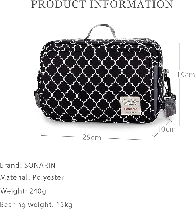 SONARIN Pram Buggy Bag Organiser & Stroller Organiser,Large Stroller Storage with Deep Cup Holder,2 x Pram Hooks,Shoulder Strap Used as Carry-On Handbag,Universal Fit All Buggy Models(Black)