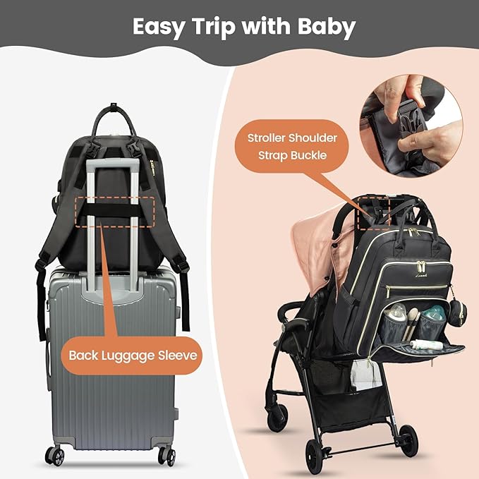 LOVEVOOK Baby Diaper Bag,Waterproof Diaper Backpack with USB Charging Port for Bab, Large Capacity Fit for 15.6 inch Laptop,Dark Grey