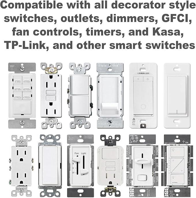 Art Plates - OVERSIZED Screwless Child Safe Switch Plate - 5.5" x 3.5" - Jumbo 1 Gang Decorator GFCI Style - Unbreakable Polycarbonate - One Gang Screwless Light Switch Cover Plate - Glossy White
