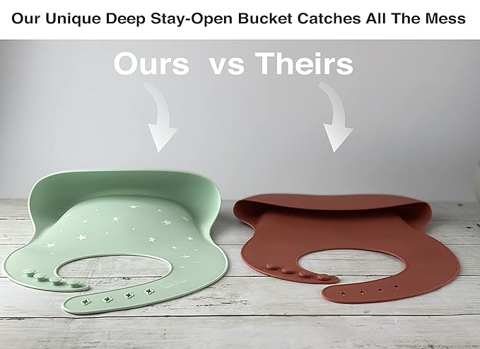 otterlove Silicone Bib ??100% Pure Platinum LFGB Baby Bibs with No Fillers ??Wide Food Catching Pocket ??Easy Clean ??Mess Proof ??Dishwasher Safe ??BPA and Phthalate Free