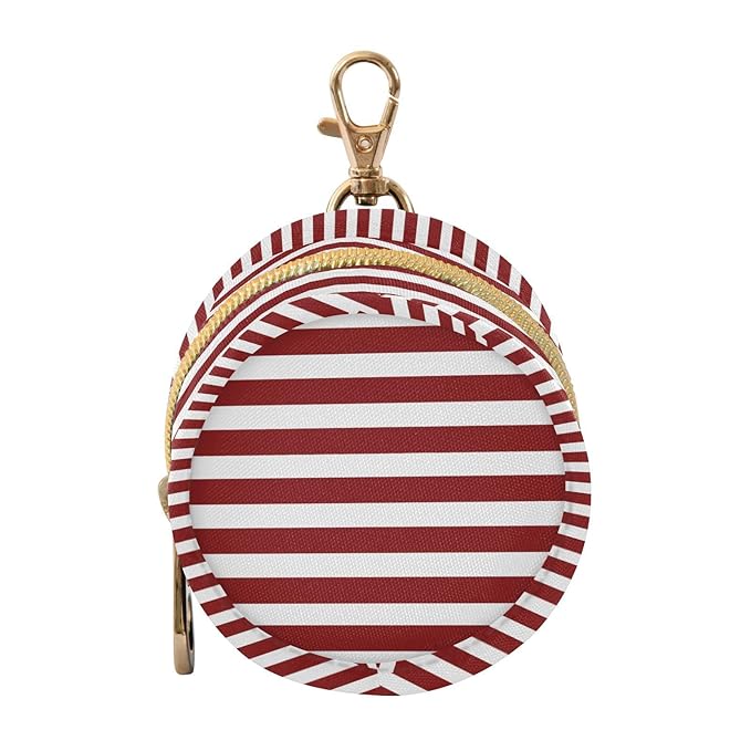 Wine Red Stripes Pacifier Holder Case Newborn Pacifier Storage Pouch for Boys Girls Easy Attach to Diaper Bag Portable Baby Essentials Container