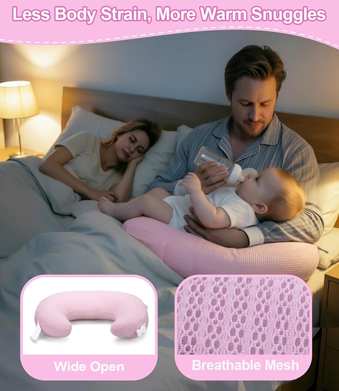 Nursing Pillow for Breastfeeding Bottle Feeding, Ergonomic Baby Feeding Support Pillow, Tummy Time Sitting Support, Washable Cover, 16 CFR 1242 Compliant