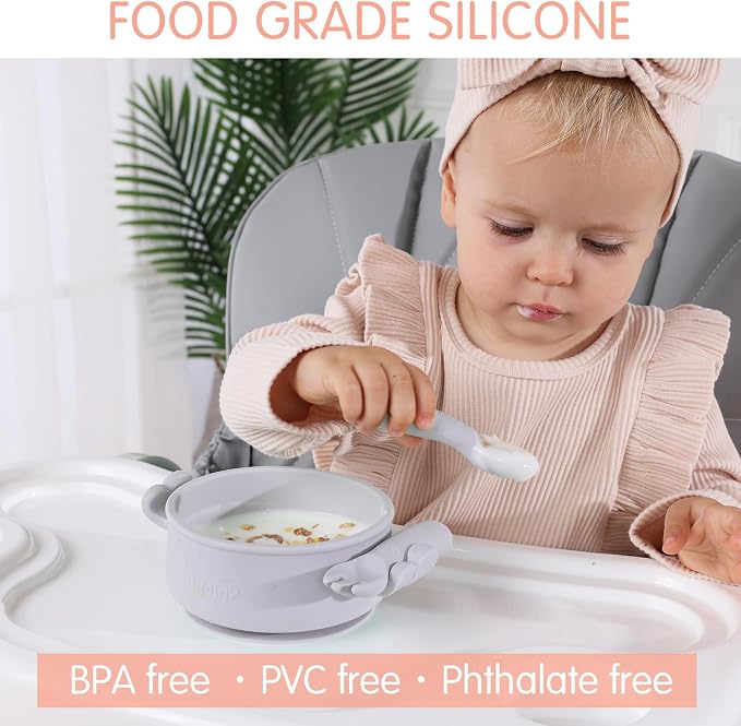 Dommy Baby Suction Bowl Silicone Suction Bowl with Spoon and Fork Baby Bowl with Suction BPA-FREE