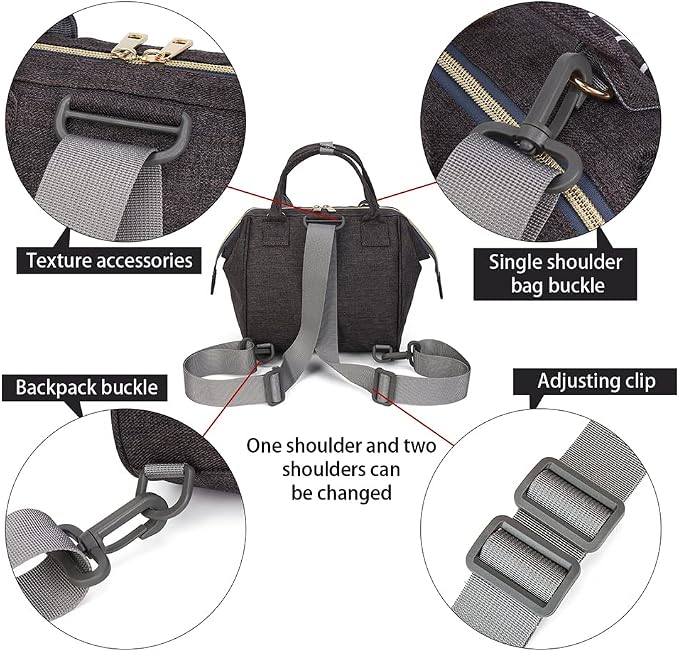 Diaper Bag Backpack- Baby Waterproof Multi-Function Mini Smart Diaper Bag Backpack With Insulation Pocket Baby Messenger for Outdoor & Working Mothers, Small Size (Black)