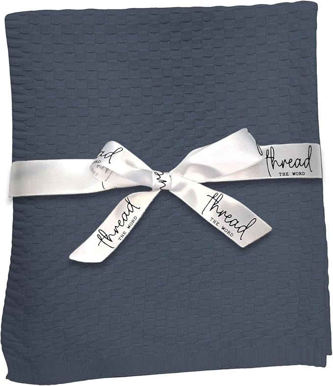 The Waffle Blanket - 100% Organic Cotton Baby Blanket, American Made, 30x40in - Bassinet, Crib, Stroller - Gift Registry Baby Shower for Newborns and Kids (Steel Blue)