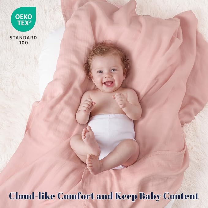 PHF Muslin Swaddle Blankets for Newborn, Large 47x 47 Inches 4 Pack Organic Soft Breathable Receiving Blankets, Skin-Friendly Muslin Baby Swaddles for Girls, Baby Essentials Shower Gifts, Floral