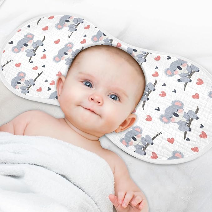 vvfelixl Baby Burp Cloths Cute Koala Bear on Trunk Baby Newborn Cotton Burping Cloths Set Babys Washcloths 4 Pack