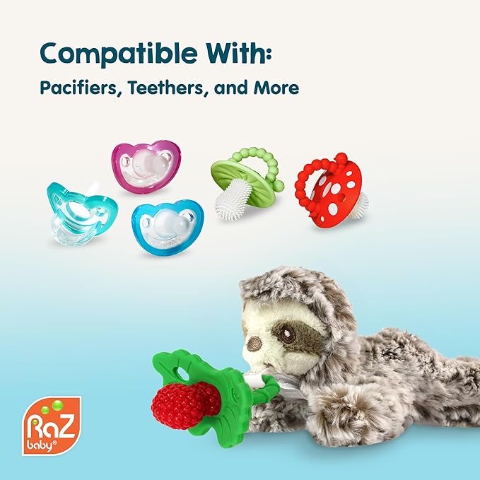 RaZbaby Dragon RaZbuddy w/RaZberry Teething Relief Pacifier ??Soothes Sore Gums w/Nature-Inspired Texture, 100% BPA-Free Silicone Teether, Detachable Stuffed Animal ??3 Months+ Teether, Mint
