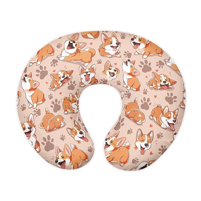 Corgi Paws Nursing Pillow Cover with Hidden Zipper, Skin-Friendly Comfortable Baby Nursing Pillowcase for Breastfeeding Pillows