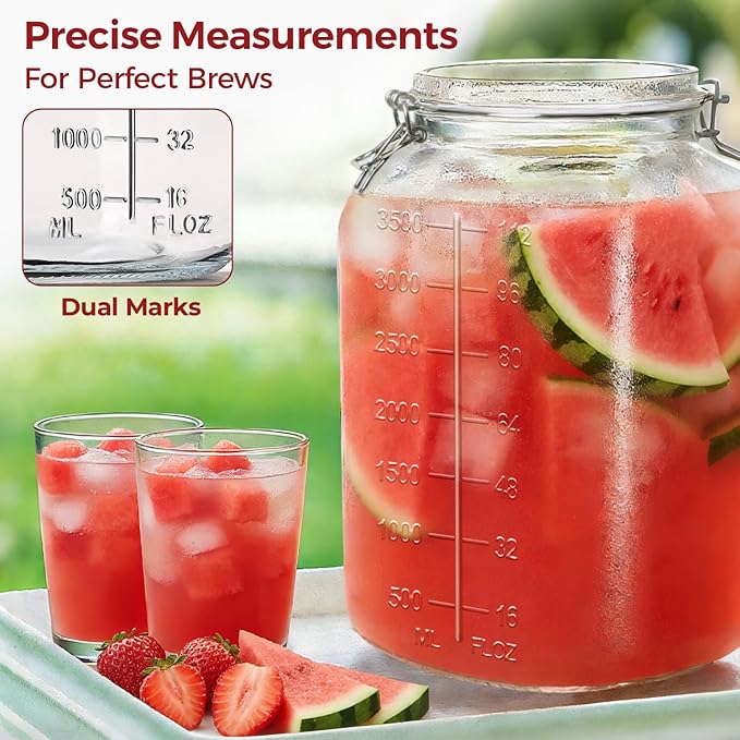 1.1 Gallon Wide Mouth Glass Canisters with Airtight Lids & Measurement Marks (2-Pack) ??Includes 2 Measuring Scoops & Labels, Food Storage Jars for Flour, Sugar & Baking Supplies | BPA-Free