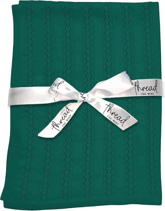 The Vintage Blanket - 100% Organic Cotton Baby Blanket, American Made, 30x40in - Bassinet, Crib, Stroller - Gift Registry Baby Shower for Newborns and Kids (Forest Green)