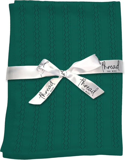 The Vintage Blanket - 100% Organic Cotton Baby Blanket, American Made, 30x40in - Bassinet, Crib, Stroller - Gift Registry Baby Shower for Newborns and Kids (Forest Green)