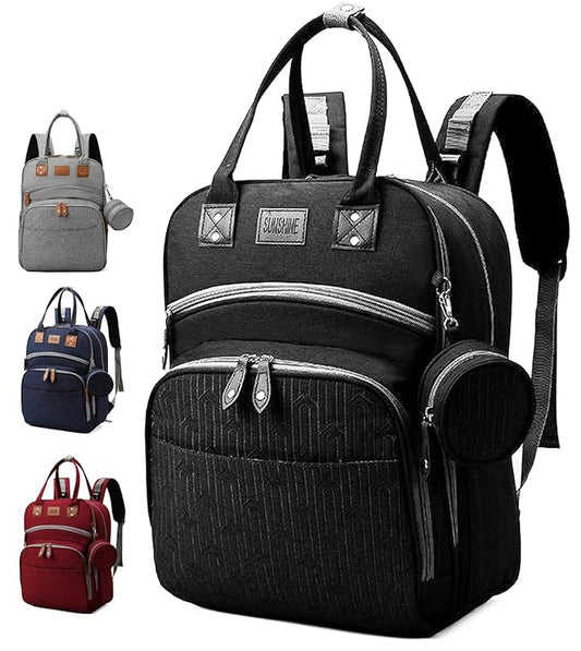 Diaper Bag Backpack, Multifunction Travel Back Pack Maternity Baby Nappy Bag Anti-Water Changing Bags Baby Bag Large Capacity Stylish (Black)