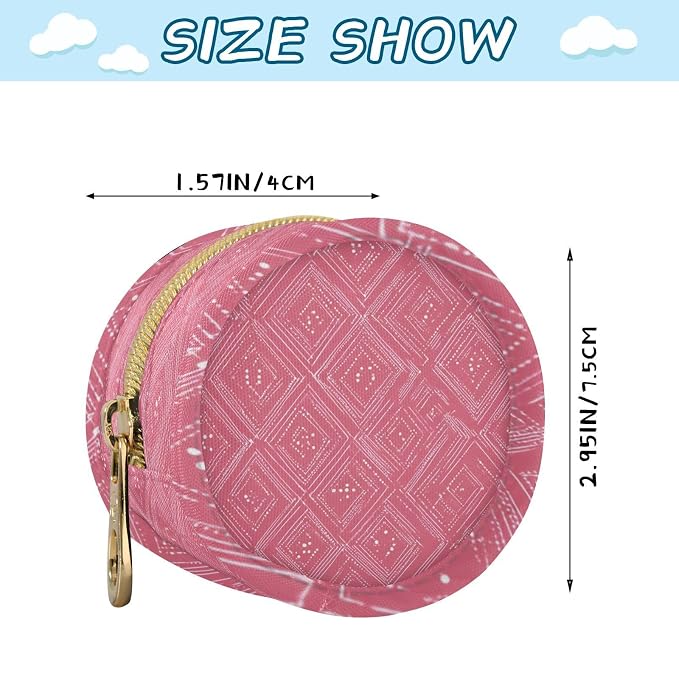 Pacifier Holder with Clip Pacifier Case for Diaper Bag Round Baby Pacifier Pouch Box Bag Portable Bright Pink Diamond Grid