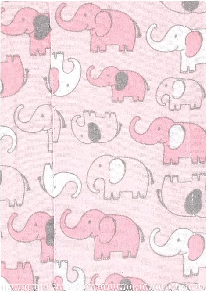 Luvable Friends Hudson Baby Flannel Burp Cloths 4pk, Pink Elephant Parade