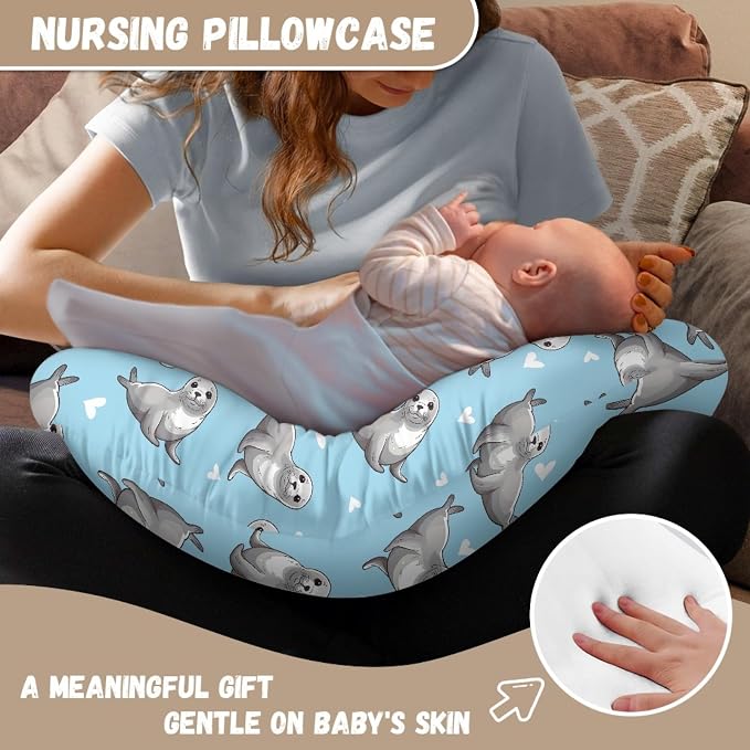 Forchrinse Otter Pillow Cover for Breastfeeding,Baby Nursing Pillow Slipcover Soft Newborn Infant Feeding Cushion Cover for Mom