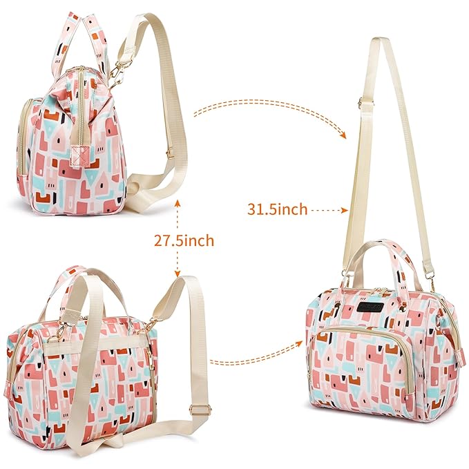 FHELAD Diaper Bag Backpack, Pink | Small, Waterproof, Multi-Function, Insulated Pockets, Travel Backpack, Maternity Bag