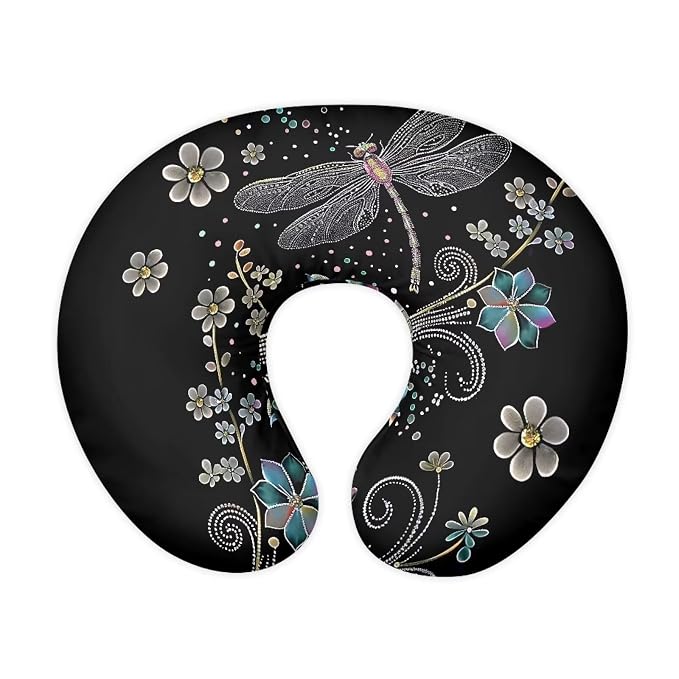 Dragonfly Floral Nursing Pillow Cover, Removable Nursing Covers for Breastfeeding Pillows Ultra Soft Comfortable Slipcover for Baby Boy and Girls
