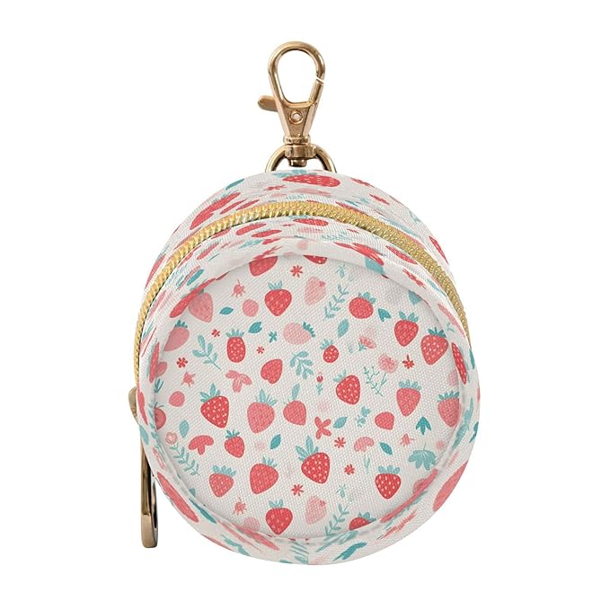 Watercolor Strawberry Pacifier Holder Case Portable Newborn Baby Pacifiers Pouch with Clip for Boys & Girls