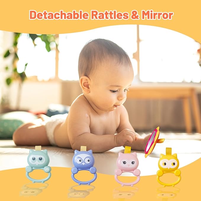 Cuterabit Baby Gym Play Mat & Baby Walker, Baby Activity Center with Music and Light, Tummy Time Mat, Push Toys for Toddler, Detachable Play Piano and Rattles for Newborn Babies Infants Boys Girls