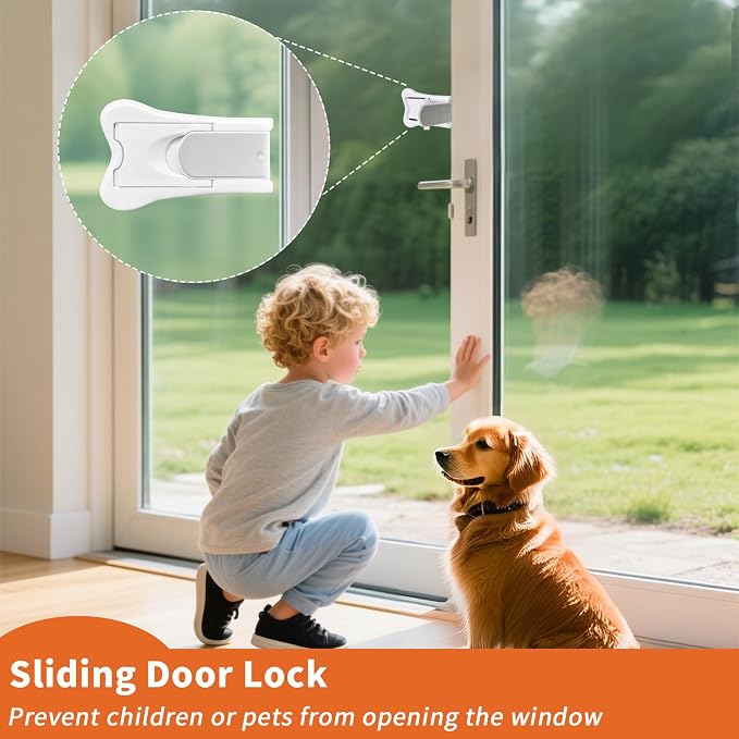 Sliding Closet Door Lock 2 Pack Sliding Door Child Lock Sliding Door Lock for Prevent Cats and Dogs from Opening Wardrobe Doors
