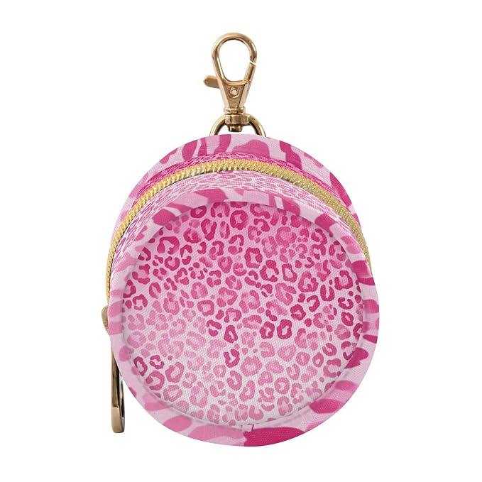 Pacifier Holder with Clip Pacifier Case for Diaper Bag Round Baby Pacifier Pouch Box Bag Portable Gradient Pink Leopard Print
