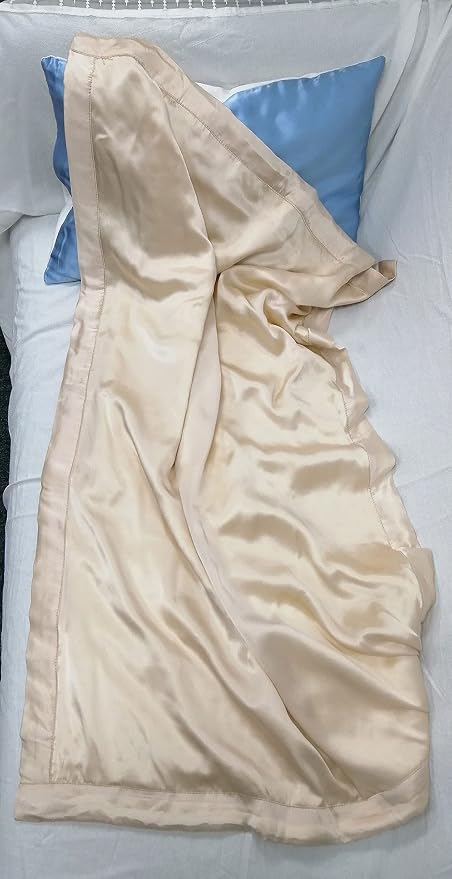 Baby Soft Silk Blanket - 100% Mulberry Silk On One Layer with Minky Plush Dot Blanket Backing - Reversible Double Layer, Gift for Girls/Boys Best for Summer (28 x 40 inch, Champagne)