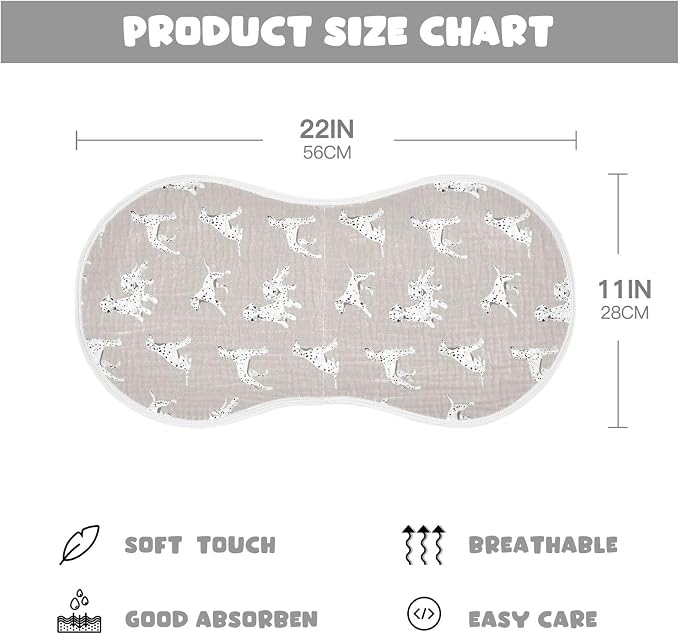 Dalmatian Dogs Muslin Burp Cloths for Baby Boys and Girls - 1-Pack Ultra Absorbent Muslin Washcloths, Newborn Towel, Milk Spit Up Rags, Burp Cloth Bib for Unisex, 22 x 11 Inch