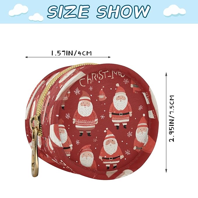 Pacifier Holder with Clip Pacifier Case for Diaper Bag Round Baby Pacifier Pouch Box Bag Portable Christmas Cute Santa Snowflake