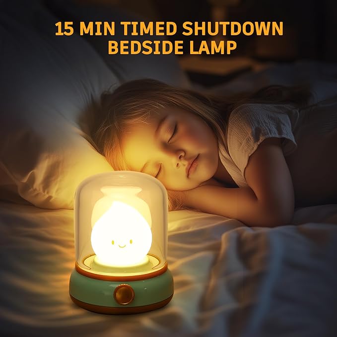 2Pack Ghost Campfire Night Light, Small Cute Desk Lamp, Dimmable Cordless Bedside Table Lamp, Rechargebale Battery Oprated Warm Night Light for Bedroom/Kids/Baby Nursery, Vintage Ambient Lighting