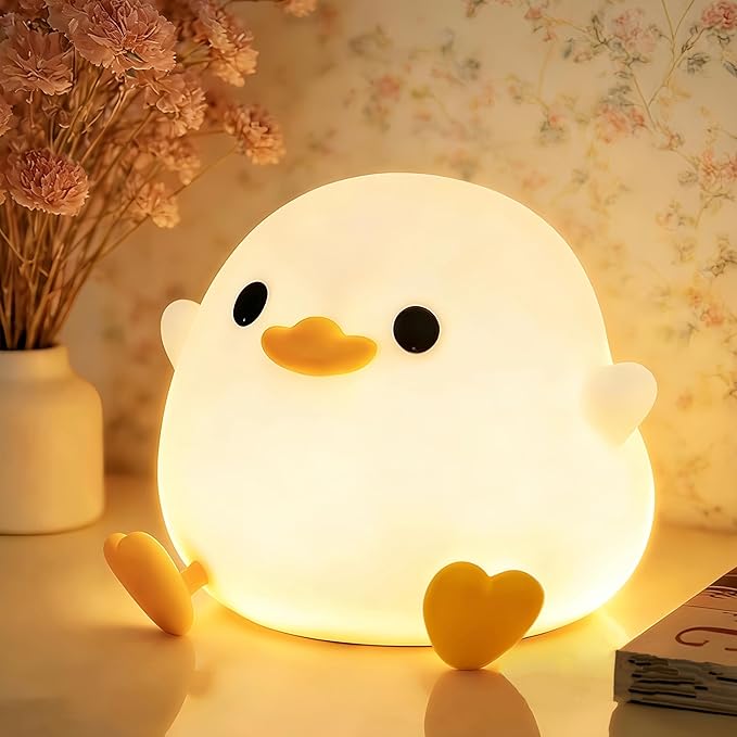 YR YRHH-PET Cute Duck Night Light, Cute Lamp Dodo Duck, Bean Shape, Kids Squishy Ducky Stuff, Silicone Dimmable Baby Nursery Touch Nightlight, Boy Girls College White Elephant Gifts, Mothers Day Gifts