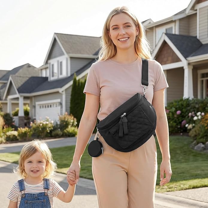 G4Free Small Diaper Bag with Portable Changing Pad Nylon Crossbody Purse Bum Bags with Wipe Pocket Women