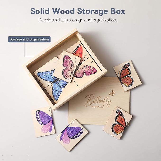 Wooden Puzzles for Toddlers Toddler Puzzles – Montessori Animal Toy Puzzle for Toddlers 3-5 Year Old – Wood Toy Learning Realistic Animals for Boy and Girl (Butterfly)