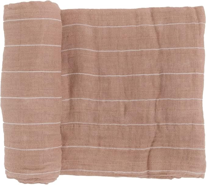 Little Unicorn Premium Cotton Swaddle Baby Blanket | Breathable Fabric | for swaddling, Play, Nursing & More (Mauve Stripe)