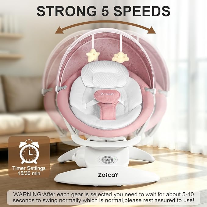 3-in-1 Baby Swing for Infants to Toddler, Infant Swing with 5 Speeds & 3 Swing Modes, 12 Melodies, Electric Swing for Baby, Up to 25 lbs, Pink