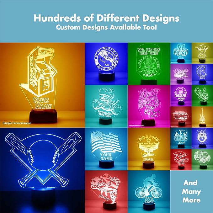 Personalized Tiger LED Sign Night Light Lamp with Remote, Custom Text, Acrylic Display with 16 Colors & 4 Modes, Battery or USB Power, Made in The USA