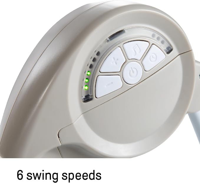 Ingenuity Soothe 'n Delight Compact Portable 6-Speed Plush Baby Swing with Music, Folds Easy, 0-9 Months 6-20 lbs (Cozy Kingdom)