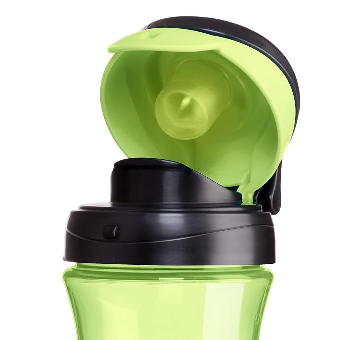 Chicco My Tumbler Toddler Sippy Cup for 2+ Years, 12oz Spill-Proof when Closed Water Bottle with Free-Flow Spout, Flip-Up Carry Handle, Easy Grip, BPA Free, Green
