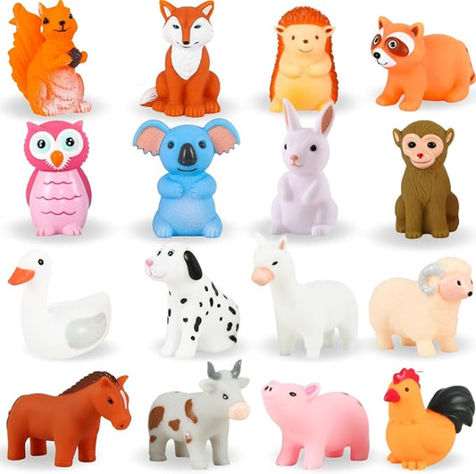 XY-WQ Bath Toys No Hole, for Infants 6-12& Toddlers 1-3, No Hole Bathtub Toys (Animal C2, 16 Pcs)