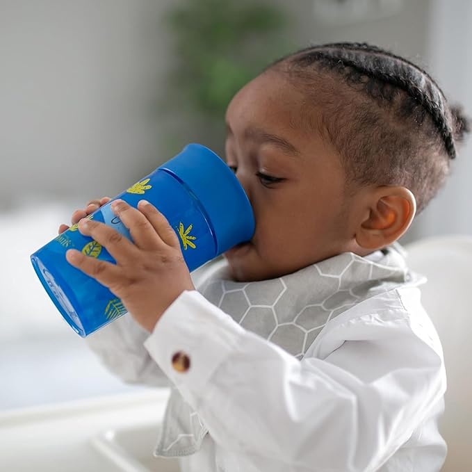 Dr. Brown's Milestones Cheers 360 Spoutless Transition Cup, Travel Friendly and Leak Free Sippy for Babies and Toddlers, Blue Animals, BPA-Free, 10 oz/300 mL, 9m+, 1-Pack