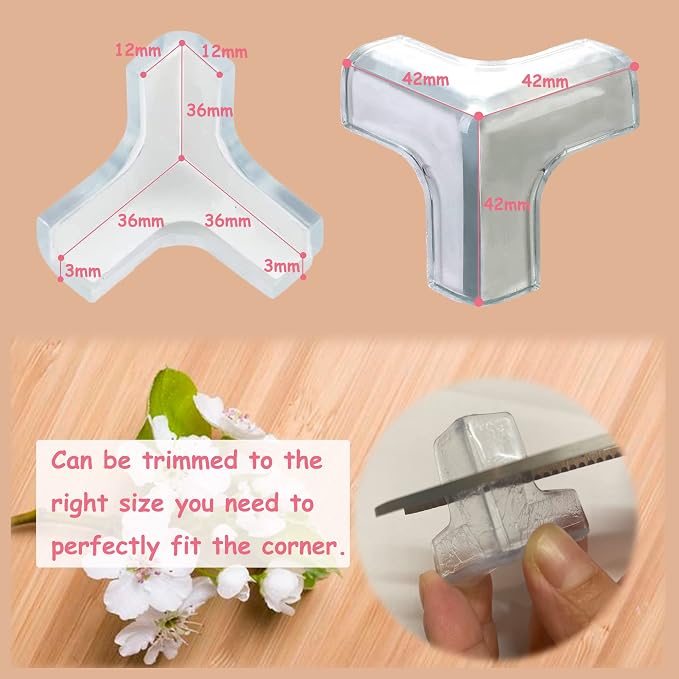 saicheek 4Pcs Large(Length: 1.7inch) Silicone Corner Protector Baby Proofing,Table Corner Protectors for Baby,Strong Adhesive T Shaped Baby Head Protector Table Corner Protectors for Furniture