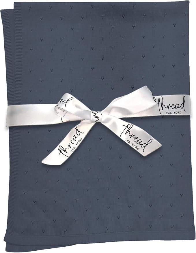 The Heirloom Blanket - 100% Organic Cotton Baby Blanket, American Made, 30x40in - Bassinet, Crib, Stroller - Gift Registry Baby Shower for Newborns and Kids (Steel)