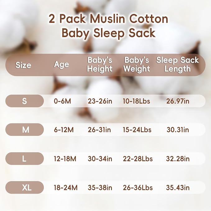 david's kids Muslin Cotton Baby Sleep Sack 6-12 Months, 2 Pack 100% Cotton Sleeping Bag for Summer, TOG 0.5 Baby Wearable Blankets with 2-Way Zipper, Soft Sleep Sacks for Newborn Infant, Dinosaur