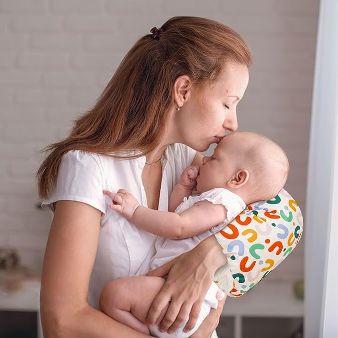 Baby Feeding Arm Pillow,Nursing Arm Pillows for Breastfeeding，Soft Cotton for Newborn, More Support for Mom and Baby,Portable and Washable,Ergonomic Nursing Essentials（Rainbow）