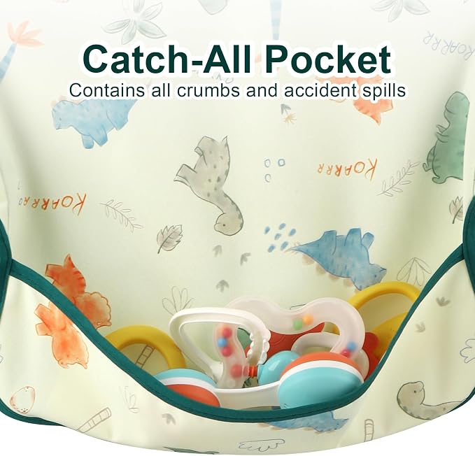 Accmor 4 Pack Long Sleeve Bibs, Baby Smock Waterproof Sleeved Bib Smock for Baby Toddler 6-36 Months